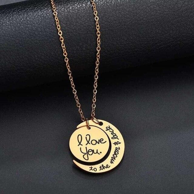 I Love You to the Moon and Back Couples Necklace