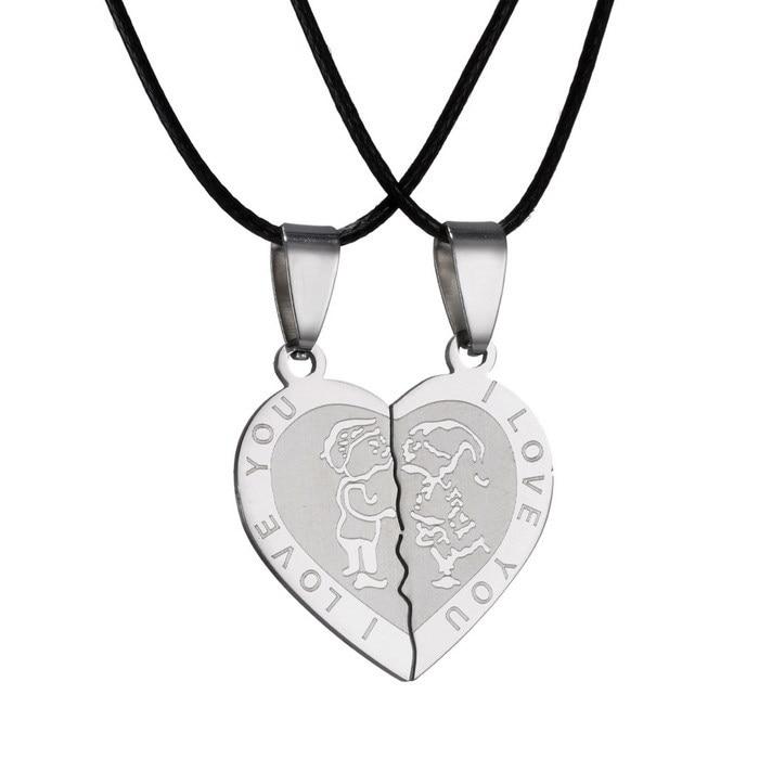 Couple Necklaces Interlocking Heart