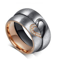 His and hers couple half heart rings